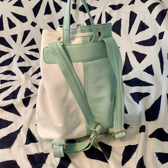 NWT Neiman Marcus Faux-Leather Drawstring Backpack - Picture 3 of 4